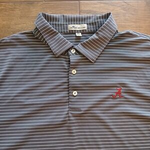 Peter Millar Charcoal Polo with White Stripes